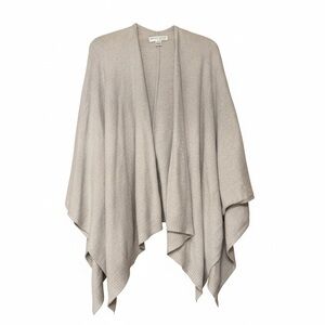 Barefoot Dreams CozyChic Lite Knit Oatmeal Cream Open Front Poncho Wrap One Size